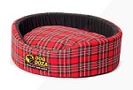 Red Tartan Oval Dog Basket Washable Pet Bed Various Sizes